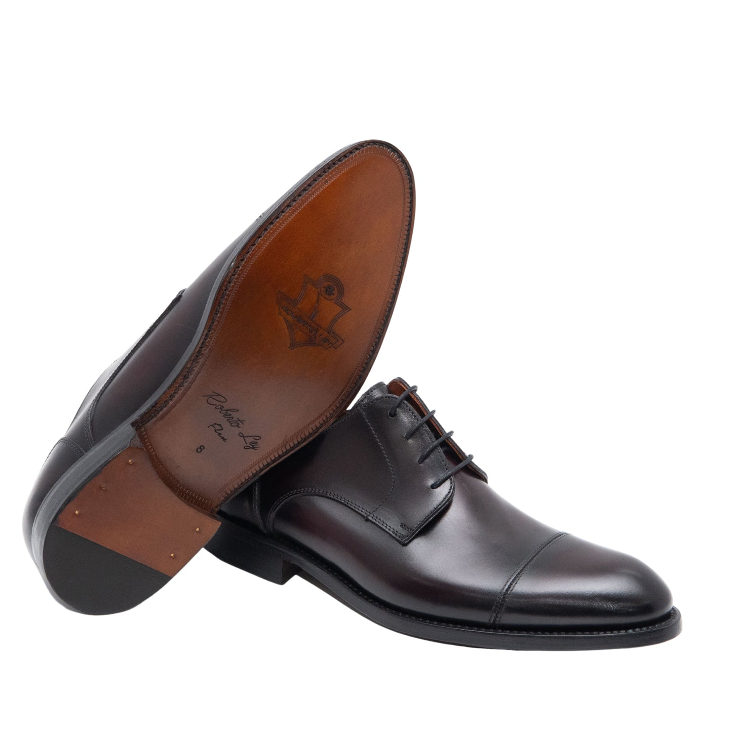 Zapato de cordones  patinado a mano. Fabricación Goodyear artesanal