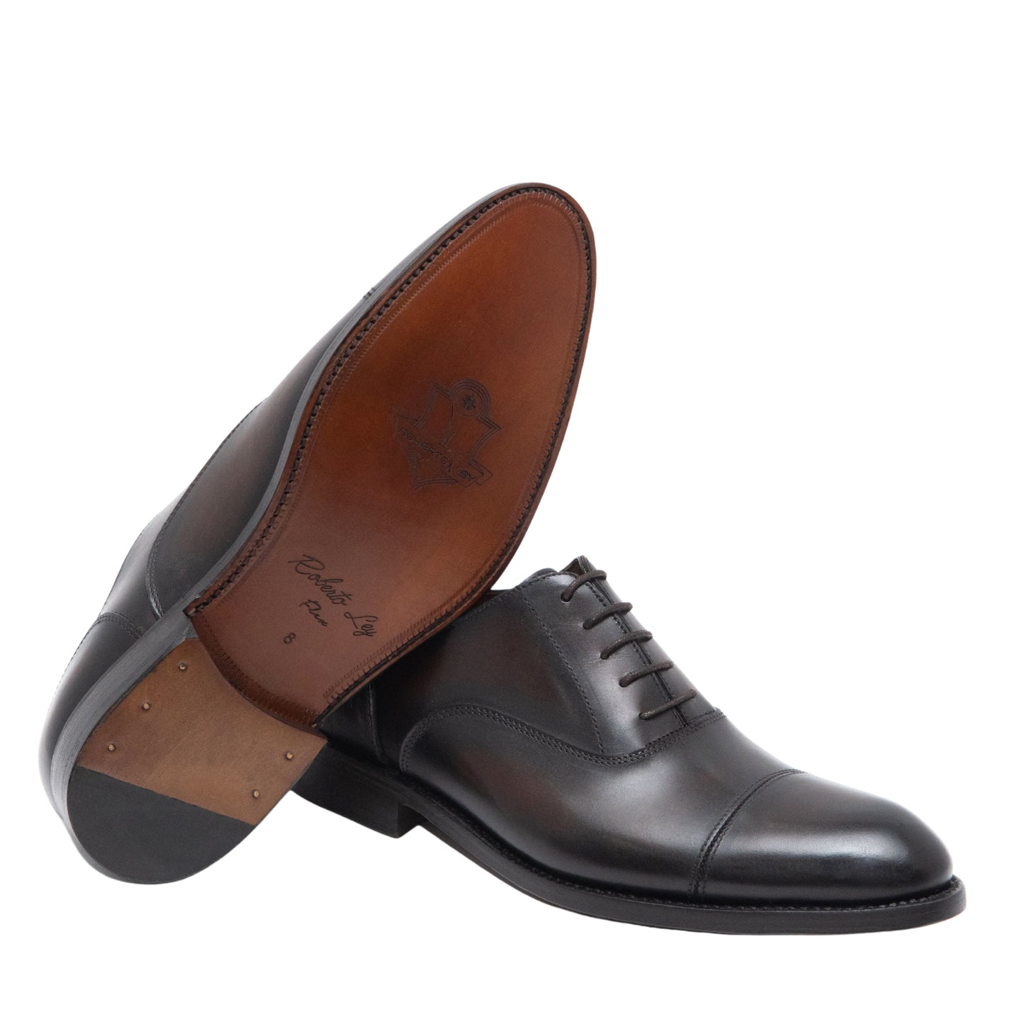 Zapato de cordones  patinado a mano. Fabricación Goodyear artesanal