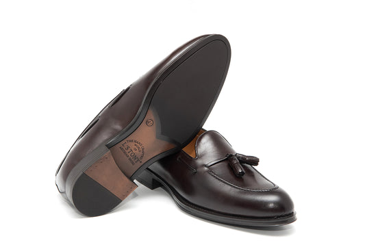 MOCASÍN BORLAS PIEL MARRÓN