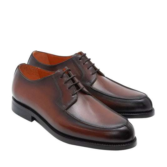 Zapato de cordones noruego  patinado a mano. Fabricación Goodyear artesanal