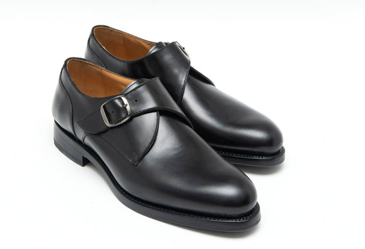 Zapato de hebilla lateral en piel y fabricación Goodyear