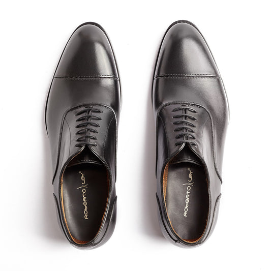 Chaussures oxford noires à lacets pour hommes